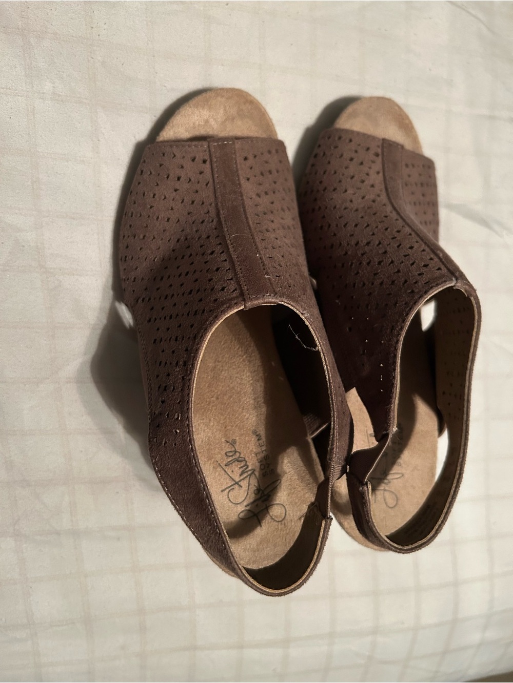 hazel Brown Perforated Open-Toe Slingback Mules